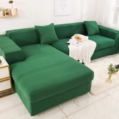 L-shape 1-4 Seater Stretch Sofa Covers Sectional Couch Cover Slipcover Protector - Image 1 of 4
