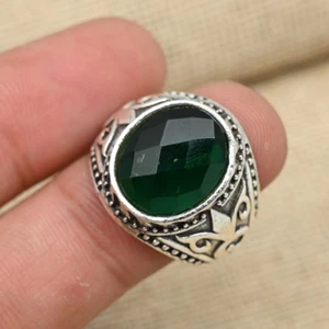 Handmade &Statement Emareld Stone Solid 925 Silver For Men's Beautiful Ring MS74 - Picture 1 of 4