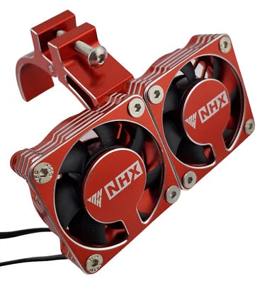 NHX RC 1/8 Twin Alum Cooling Fans w/Cover & Side Motor Mount Castle 2028 -Red - Image 1 of 4