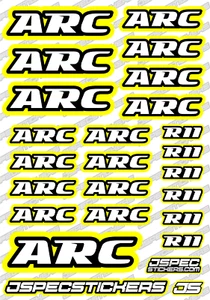 ARC ADVANCED RC CAR STICKER DECAL SHEET R11 EP TOURING CUSTOM BODY DESIGN YELLOW - Picture 1 of 10
