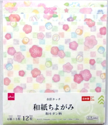 DAISO Flower Watercolor Washi Paper Origami Chiyogami Made in Japan - Image 1 of 3