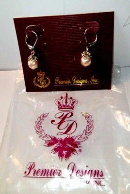 Pendientes raros Premier Designs araña colgante moneda perla tono plata. nuevo Foto 1 de 4