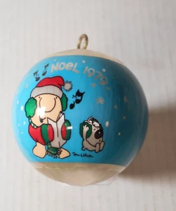 Vintage Ziggy 1979 Satin Ball Merry Christmas Ornament Tom Wilson Blue Holiday - Picture 1 of 7