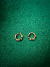 ?Bamboo? Faux Gold Hoop Earrings By Fox. Unisex. Stocking Filler. Xmas Gift.