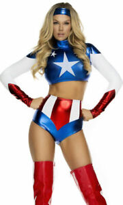 Sexy Pretty Patriot American Super Hero 2 Piece Incomplete Costume Size S/M