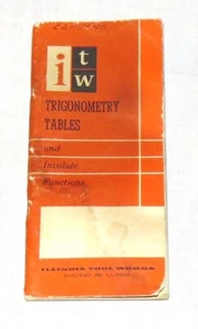 itw Trigonometry Tables and Involute Functions Illinois Tool Works 1958 - Picture 1 of 2