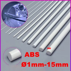 Ø1mm-15mm ABS Plastic Solid Round Rods Bar White 250mm DIY Model Material Craft - Picture 1 of 14