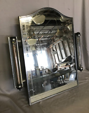 VTG Deco Dome Top Metal Recessed Medicine Cabinet Chrome Sconces Old 480-23B