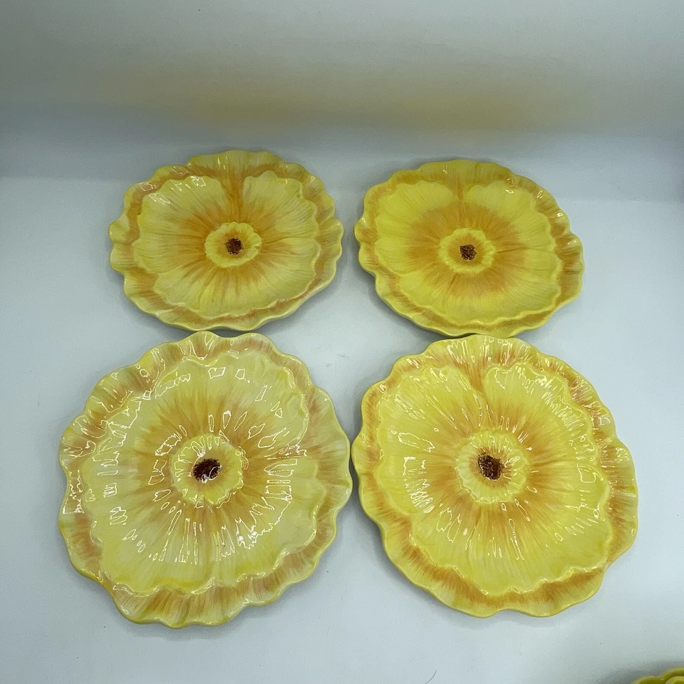 4 platos amarillos de cerámica internacional certificados primavera verano fiesta del té 3D Foto 1 de 4