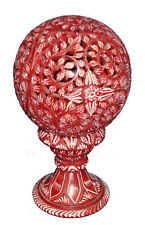 10" Marble Red Handpainted Decorative Handcrafted Round Light Lamp Present L014