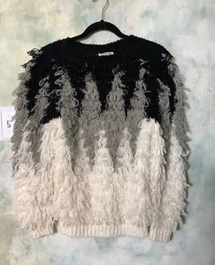 Vintage 80’s Shaggy Sweater Black, White and Gray , Answers by Riddles Sz. S - Picture 1 of 4