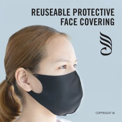 Face Mask Protective Covering Washable Reusable Black Adult Unisex UK - Image 1 of 4