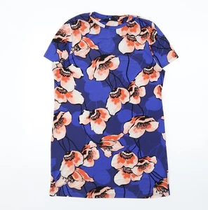 Pullover cuello redondo muy para mujer azul floral poliéster línea A talla 10 - Imagen 1 de 10