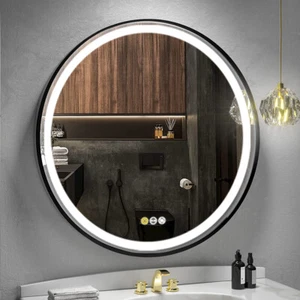 XL Gold/Balck Framed Led Mirror Wall Mounted Bathroom Vanity Makeup Mirror Strap - Bild 1 von 15