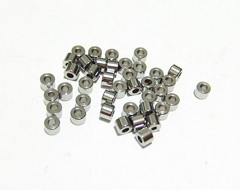 25pz perline in acciaio inox spacer separatori tubo 3x2mm colore argento scuro - Immagine 1 di 1