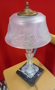 Beautiful Lamp Table Antique Glass Made France Marble Old Table Lamp - Picture 1 of 12