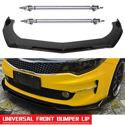 Front Bumper Lip Splitter Spoiler + Strut Rods For Hyundai Elantra Glossy Black Foto 1 de 4