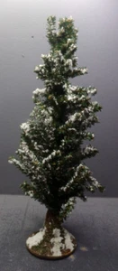 CHRISTMAS SNOW VILLAGE EVERGREEN 16 IN FLOCKED ARTIFICAL TREE W/ WOOD BASE - Picture 1 of 4