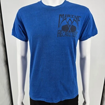 Camiseta azul de una sola puntada vintage de los años 80 Screen Stars USMC Marine Recruiters (M) Foto 1 de 4