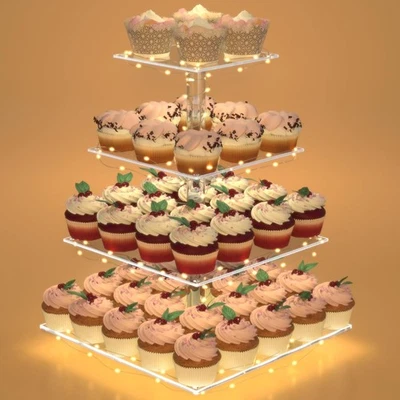 Soporte para Cupcakes con Luces Soporte para Cupcakes de 4 Niveles Iluminar Soporte para Cupcakes Foto 1 de 2