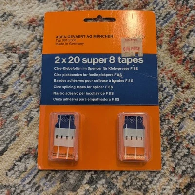 AGFA Vintage Super 8 Tapes 2x20 Cine Adhesive 0813/333 GERMANY  - Image 1 of 2