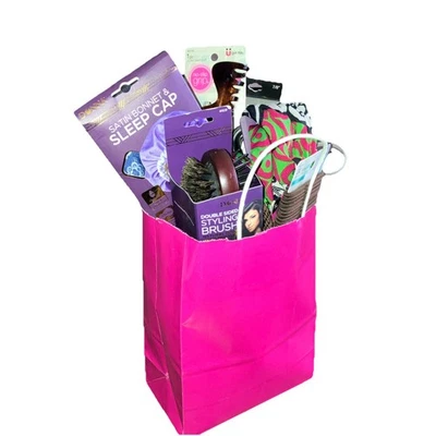 Holiday Party Gift Bag Basket Curly Hair Scunci Headwrap Wet Brush Cap  Women - Image 1 of 4