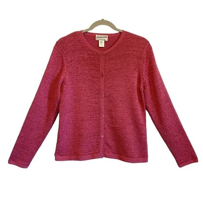 VTG 80s Pendleton Pink Cardigan Sweater Women Sz M Textured Knit Hong Kong - Image 1 of 4