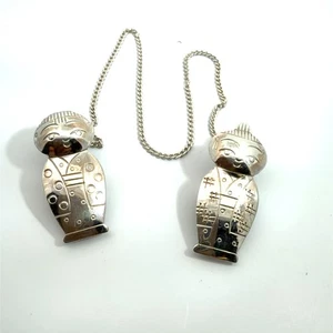 Pinzas para babero japonesas vintage de plata de ley - Imagen 1 de 5
