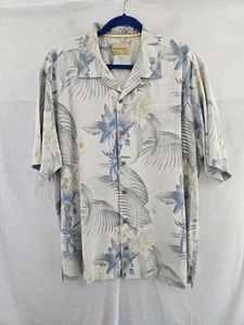 Tommy Bahama Silk Short Sleeve Button Up Blue Beige Floral Shirt. Mens Size XL - Picture 1 of 9