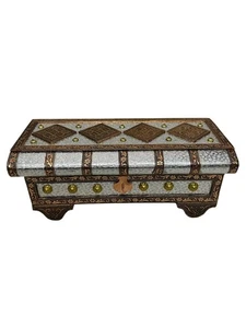 Vintage Wooden Storage Box Handmade Jewellery Box Square pitari Rajwadi Box - Picture 1 of 8