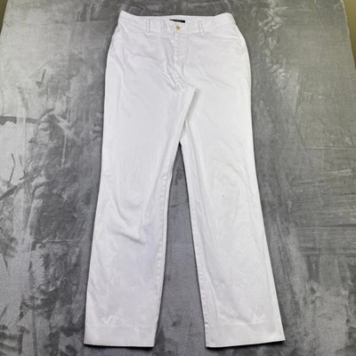 Lauren Ralph Lauren White Cotton Blend Straight Leg Pants Women's Sz 10 Fits 32" - Image 1 of 4