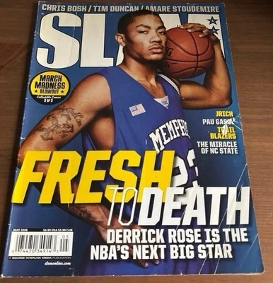 Derrick Rose NO LABEL Bulls Memphis Tigers 1st RC SLAM MAGAZINE #117 - May 2008 - Image 1 of 3