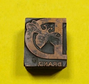 Antique VTG Bubblebee Bee Letter D Brand Letterpress Print Type Ornament Block - Picture 1 of 2