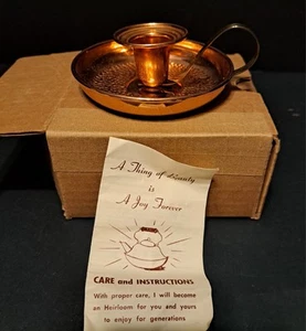 Candelabro de cobre vintage nuevo en caja Coppercraft Guild Taunton, MA - Imagen 1 de 5