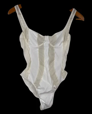 Traje de baño Creations PASCAL de una pieza de malla con aros blanco talla 8 Francia de colección Foto 1 de 4