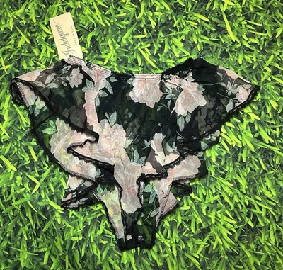 Calcinha de babado vintage anos 90 indulgência floral malha média EUA renda transparente nova com etiquetas  - Imagem 1 de 4