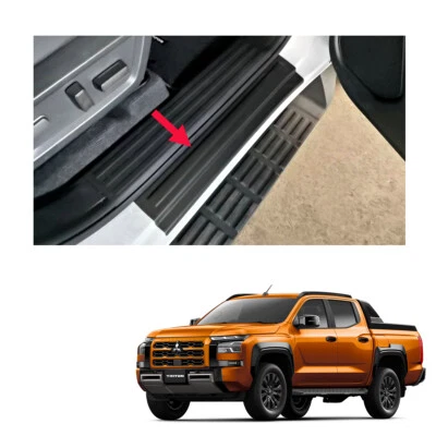 Matte Black 4Dr Scuff Plates For Mitsubishi L200 Triton Double Cab 2024 - 2025 - Image 1 of 4