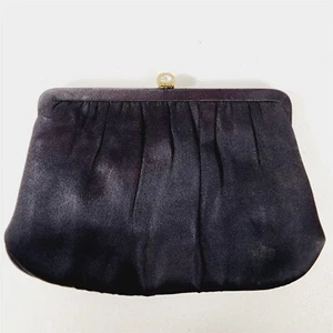 Vintage Morris Moskowitz Black Kiss Clasp Clutch Evening Bag Purse Rhinestone - Picture 1 of 6