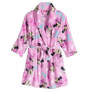 Disney Minnie Mouse and Bows Pink Minky Fleece 5T Toddler Girl's Robe NWOT - Picture 1 of 3