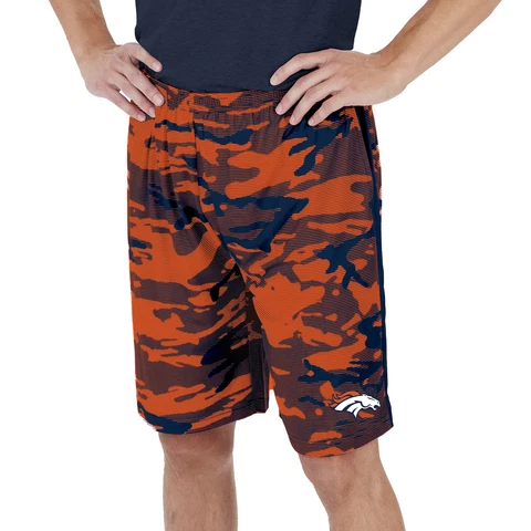 Zubaz Men's NFL Denver Broncos Lightweight Camo Lines Shorts with Logo Cover