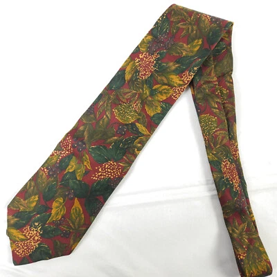 Corbata de seda Kenneth Gordon floral hoja baya flor 57" x 3,75" hecha en EE. UU. Foto 1 de 4