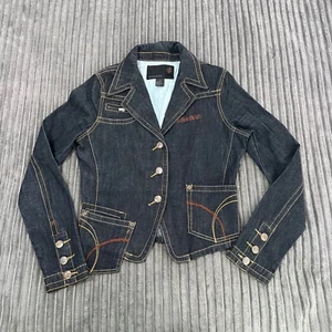 Vintage Authentic Roca Wear Jacket Womens L Dark Denim Button Up Y2K Retro - Picture 1 of 11