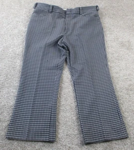 VTG 70s LEVI'S PANATELA Houndstooth Plaid Polyester Bootcut Dress Pants 38x26 - Picture 1 of 15