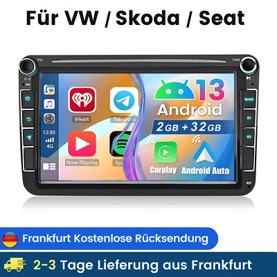 Für VW Golf Passat Tiguan Touran Polo Autoradio GPS Navi Carplay Android Auto BT - Bild 1 von 4