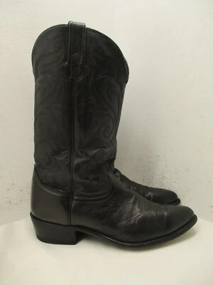 J. Chisholm Black Leather Pointed Toe Cowboy Boots Mesn Size 12 EE Style 93667 - Image 1 of 4