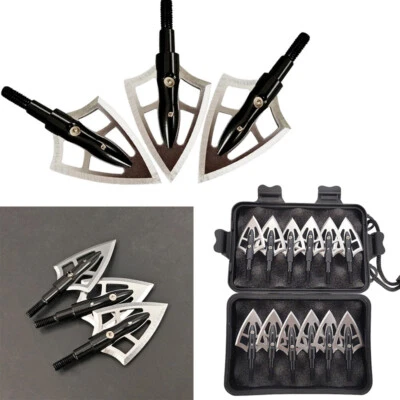 6/12pcs Archery Broadheads Blade Arrowheads 100gr Crossbow Bow Arrow Tip - Image 1 of 4
