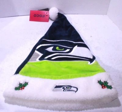 NFL Seattle Seahawks Santa Sombrero muestra a tu fan espíritu navideño NUEVO CON ETIQUETAS FOCO Foto 1 de 4