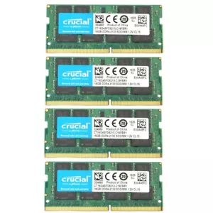 New Crucial 64GB (4x16GB) DDR4 2133MHz PC4-17000 SODIMM Memory Ram CT16G4SFD8213 - Picture 1 of 5