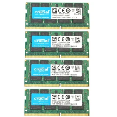 New Crucial 64GB (4x16GB) DDR4 2133MHz PC4-17000 SODIMM Memory Ram CT16G4SFD8213 - Image 1 of 4
