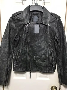 NWT Women’s LOT 78 Leather Box Fit Biker Jacket Black Size IT 40 Small MSRP $671 - Picture 1 of 10